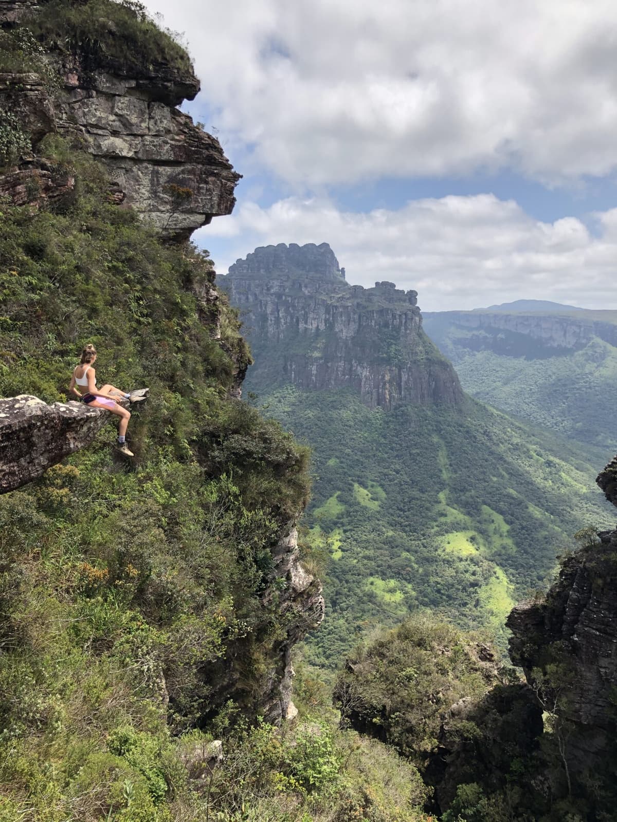 Fernanda at the Cachoeirão Waterfall lookout high above Chapada Diamantina