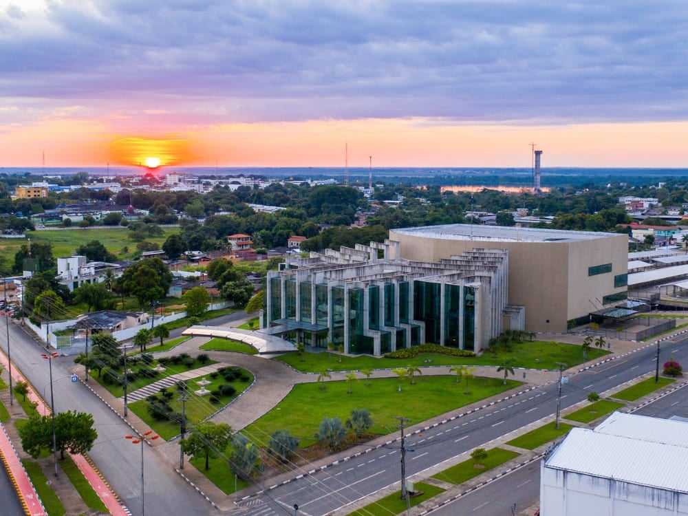 Aerial view of Boa Vista, the Brazilian gateway city to Mount Roraima, at sunset