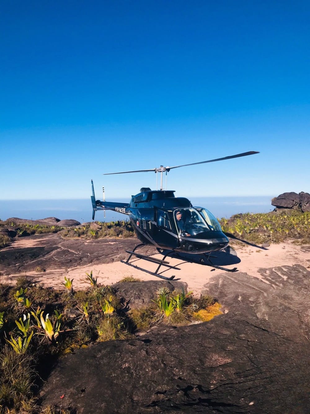 Helicopter landing at Mount Roraima Helicopter landing at Mount Roraima