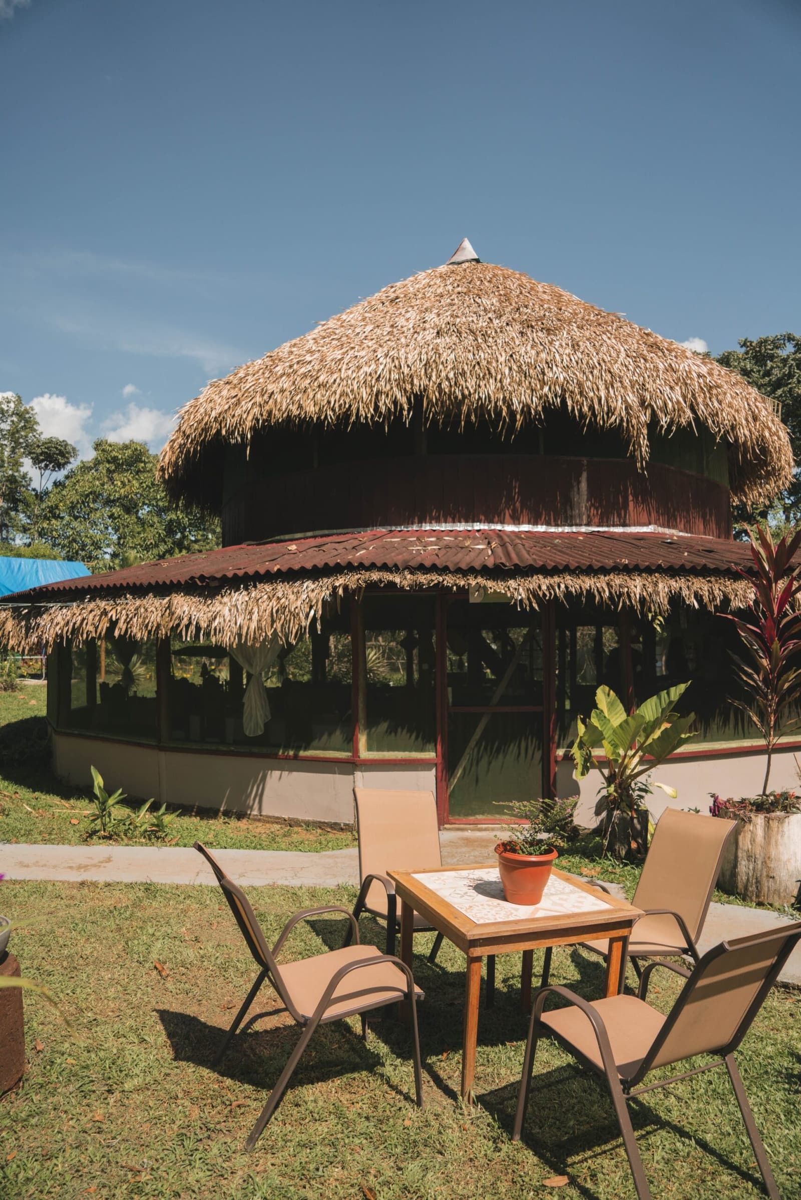 Thatched walls, open air, a pot of flowers on the table — base camp sorted. Photo: Yuri Panichi Photo 5