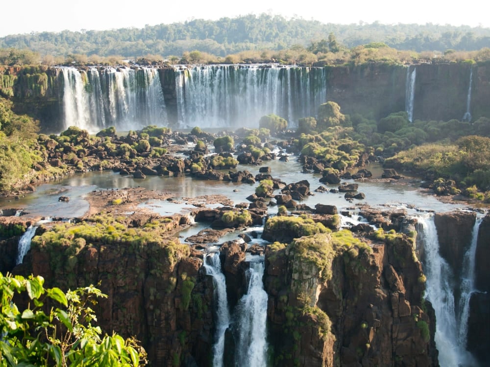 Panoramic view of the Iguazu Falls cascades from the Brazilian side of Iguaçu National Park, Brazil. Panoramic view of the Iguazu Falls cascades from the Brazilian side of Iguaçu National Park, Brazil.