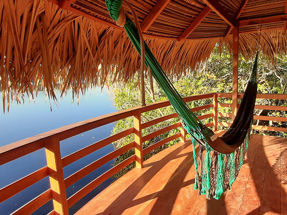Hangmat bij de rivier Amazonia