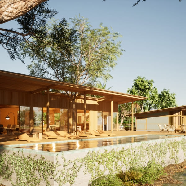 A Cordilheira bungalow with a private swimming pool and a deck overlooking the Pantanal wetlands.