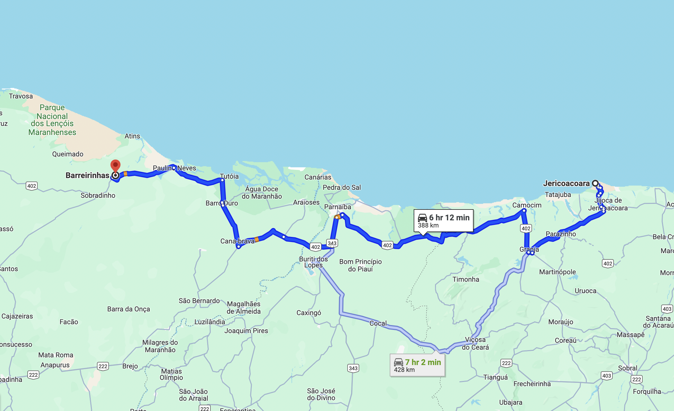 How to get to Barreirinhas from Jericoacoara? - Maps